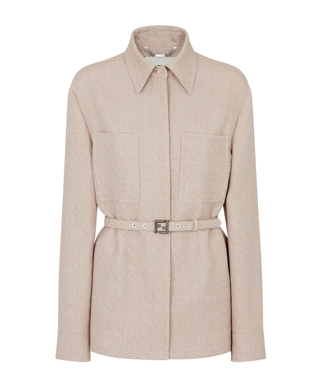 Ff Jacquard Belted Waist Jacket