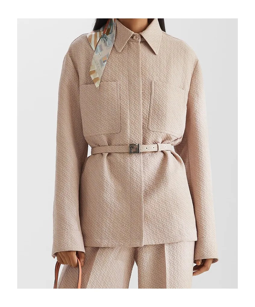 Ff Jacquard Belted Waist Jacket