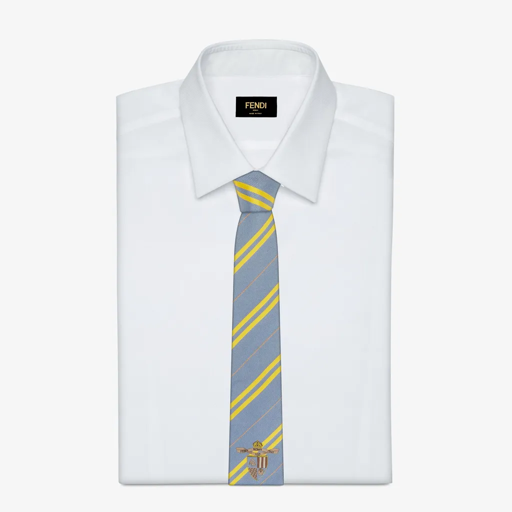 Striped Crest Embroidered Tie
