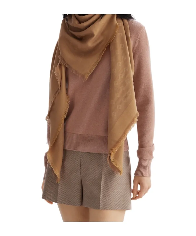 Ff Jacquard Frayed-Edge Scarf