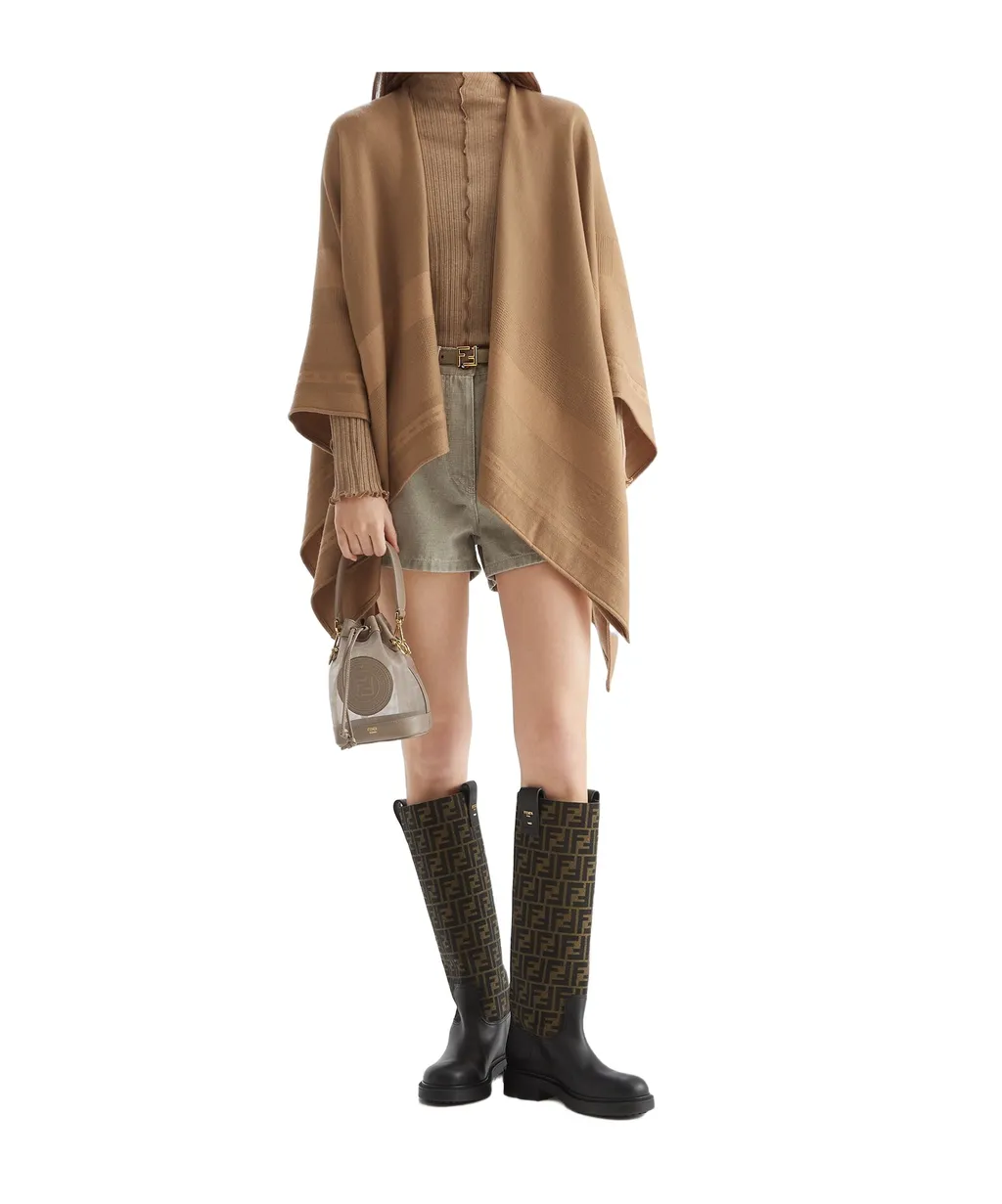 Frayed-Edge Wraparound Poncho