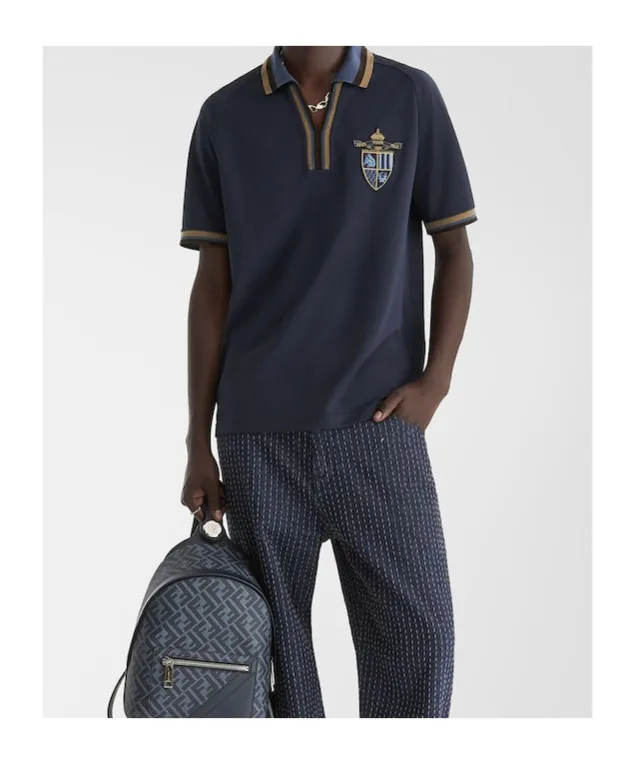 Crest Embroidered Short-Sleeve Polo Shirt