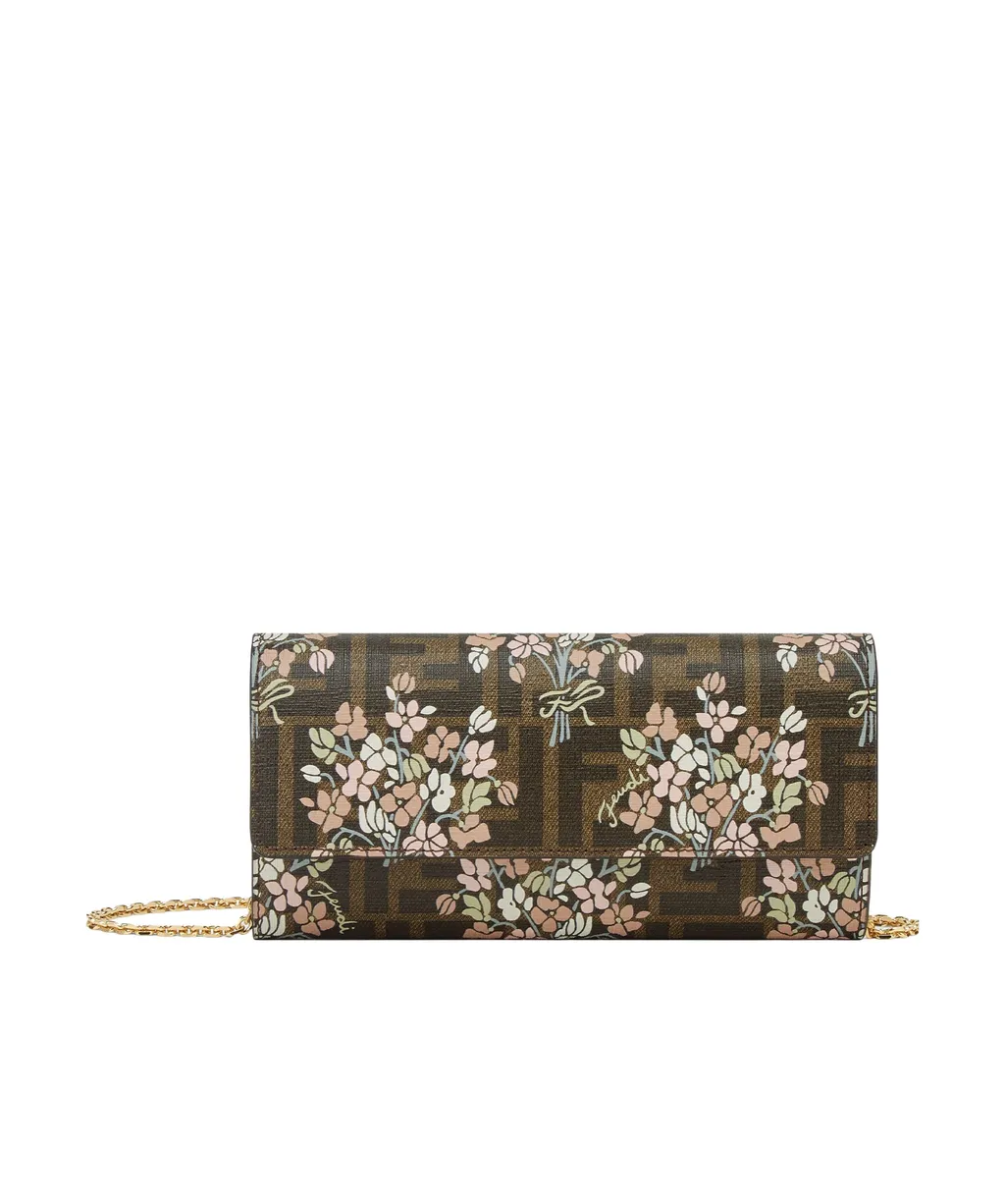 Roma Floral Printed Chained Continental Wallet