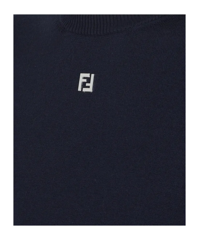 Logo Plaque Crewneck Knit Sweater
