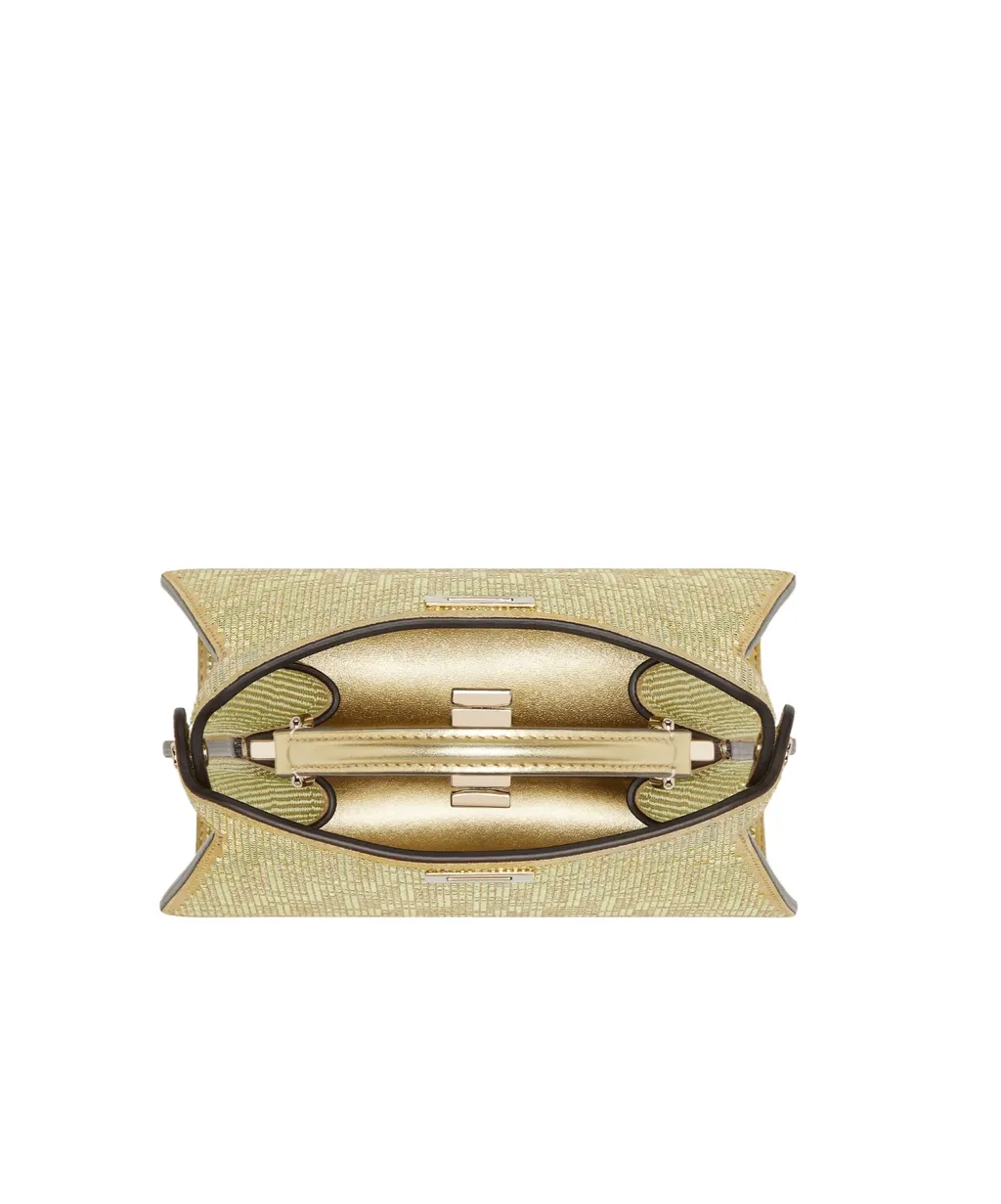 Champagne-Coloured Suede Bag With Ff In Crystals And Studs