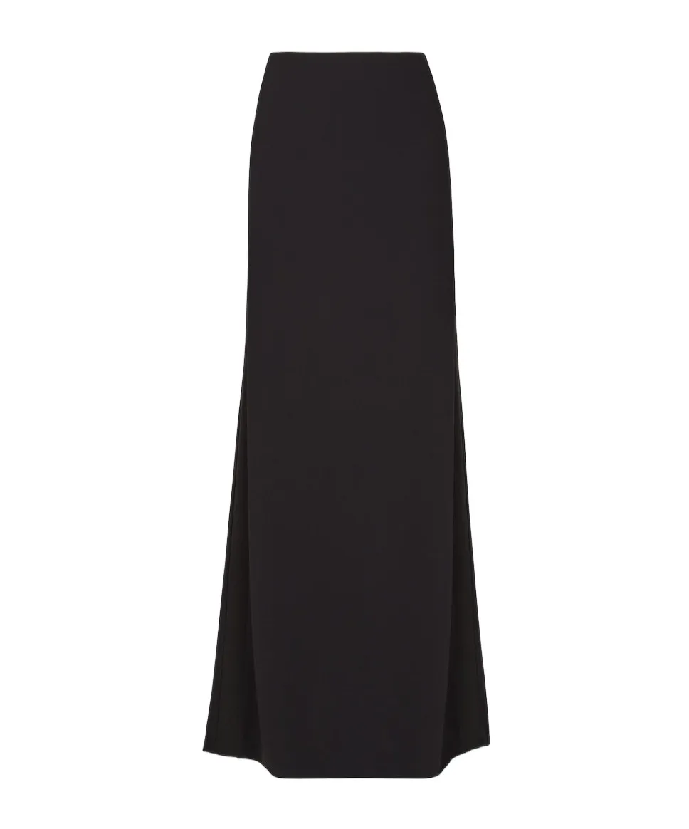 Logo Embroidered Back-Slit Long Skirt