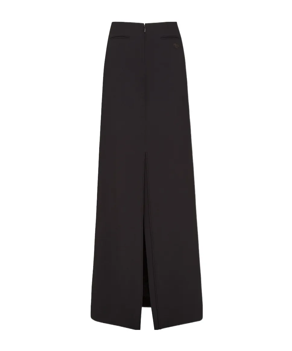Logo Embroidered Back-Slit Long Skirt