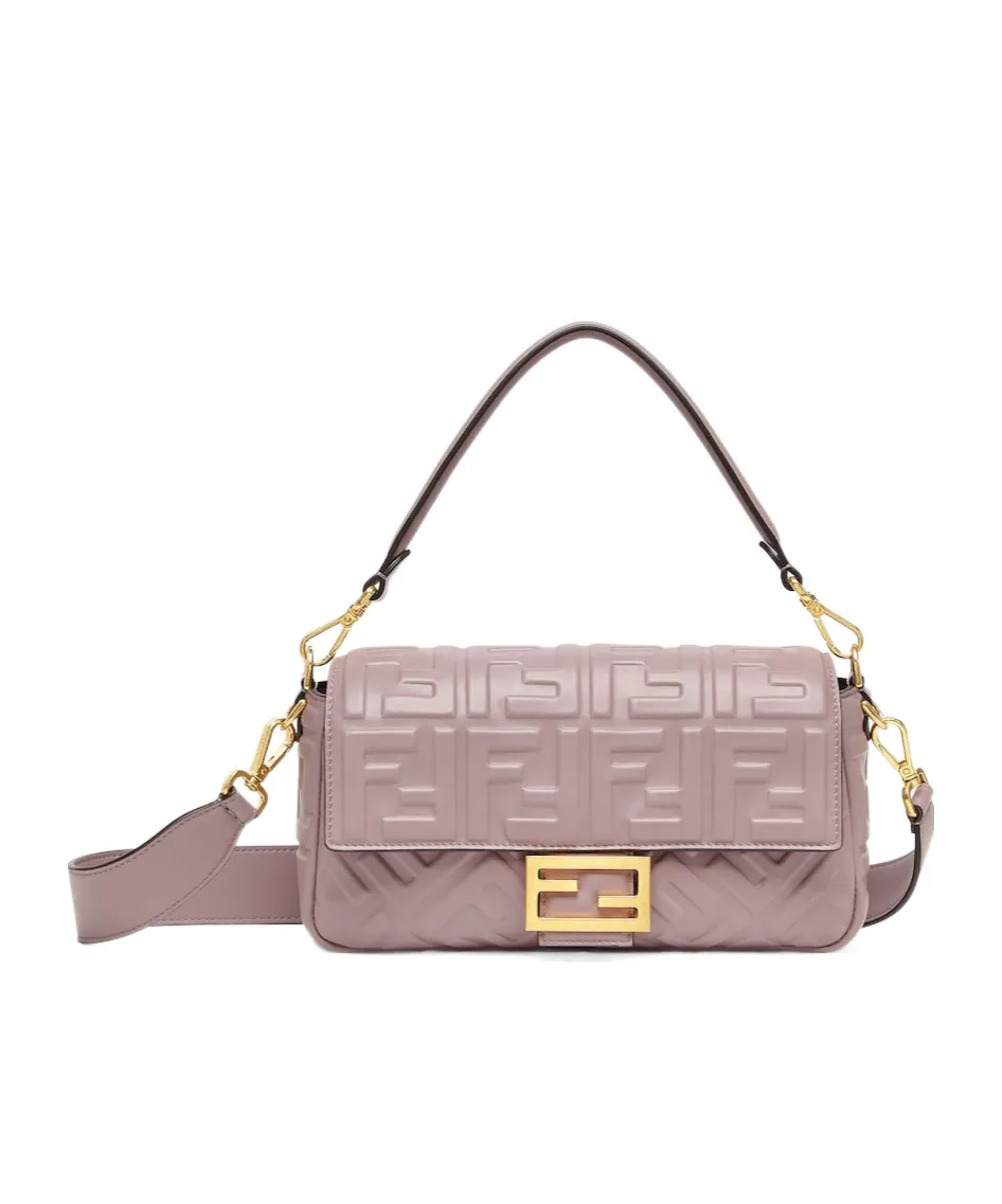 Ff Motif Foldover Top Medium Shoulder Bag