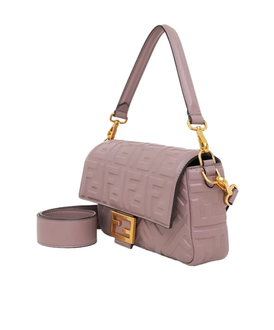 Ff Motif Foldover Top Medium Shoulder Bag