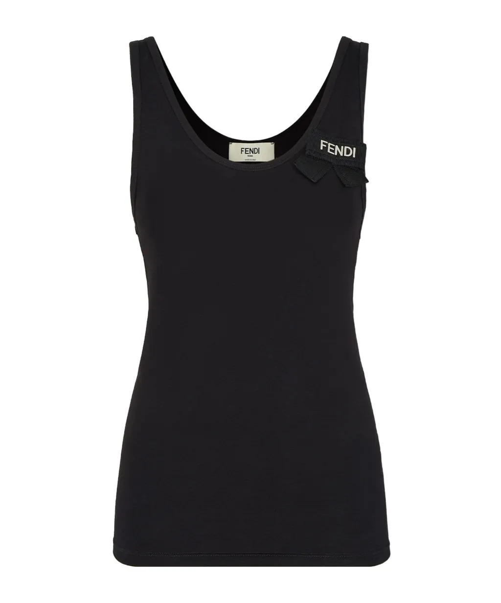 Logo Plaque Ribbon Detailed Tank Top