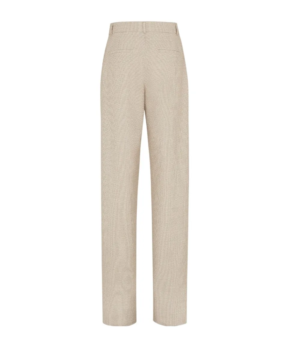Micro Check Detailed Pleated Trousers