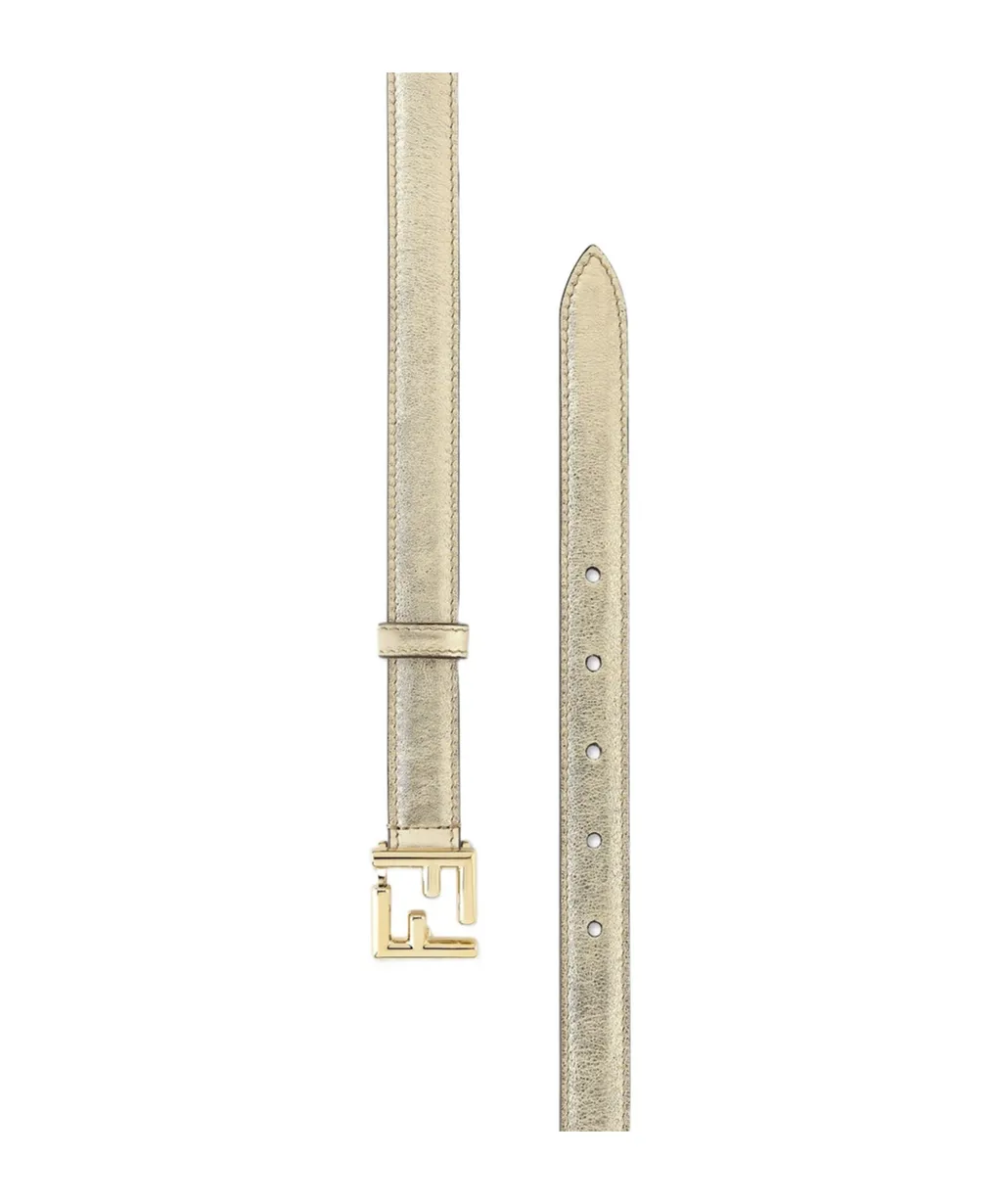 Champagne-Coloured Metallic Leather Belt