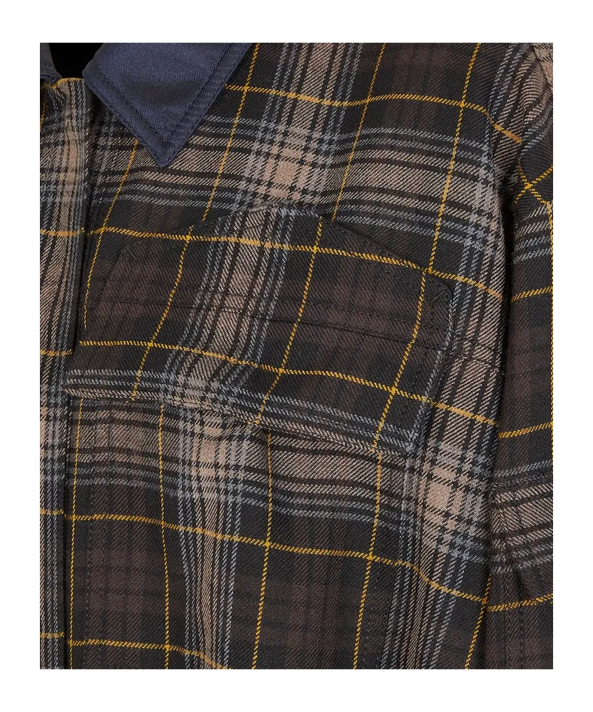 Checked Cropped Bomber Jacket