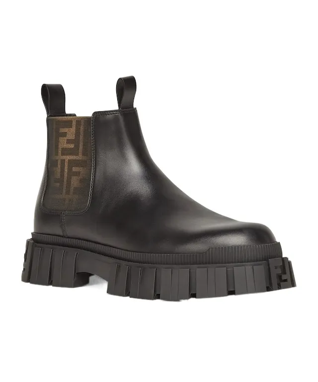 Logo Detailed Round Toe Ankle Boots