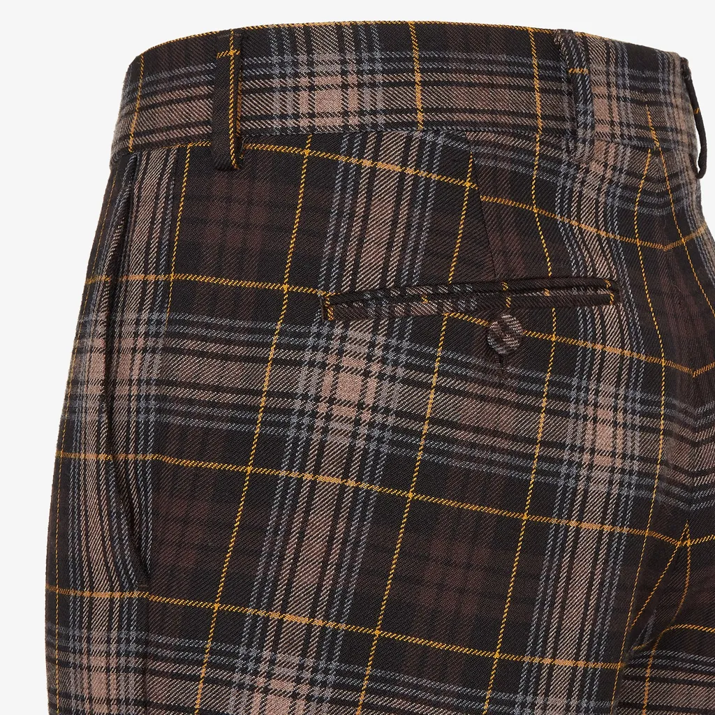 Tartan Tapered Leg Trousers