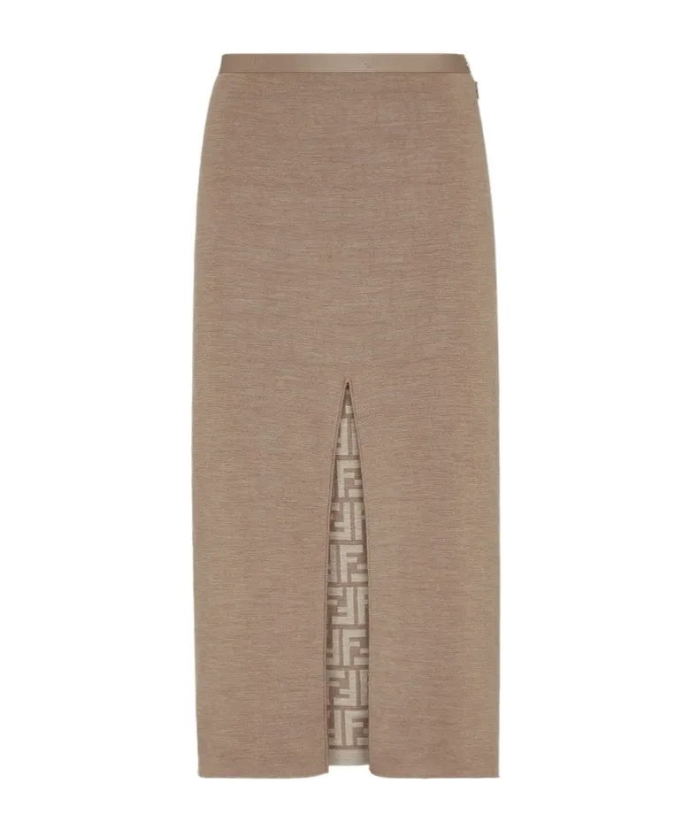 Slit Detailed Ribbed Skirt