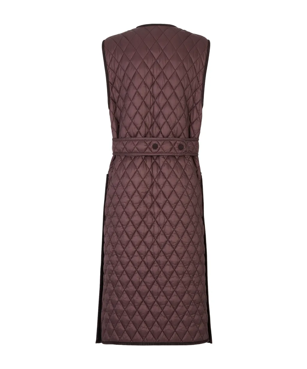 Belted Waist Quilted Long Padded Vest