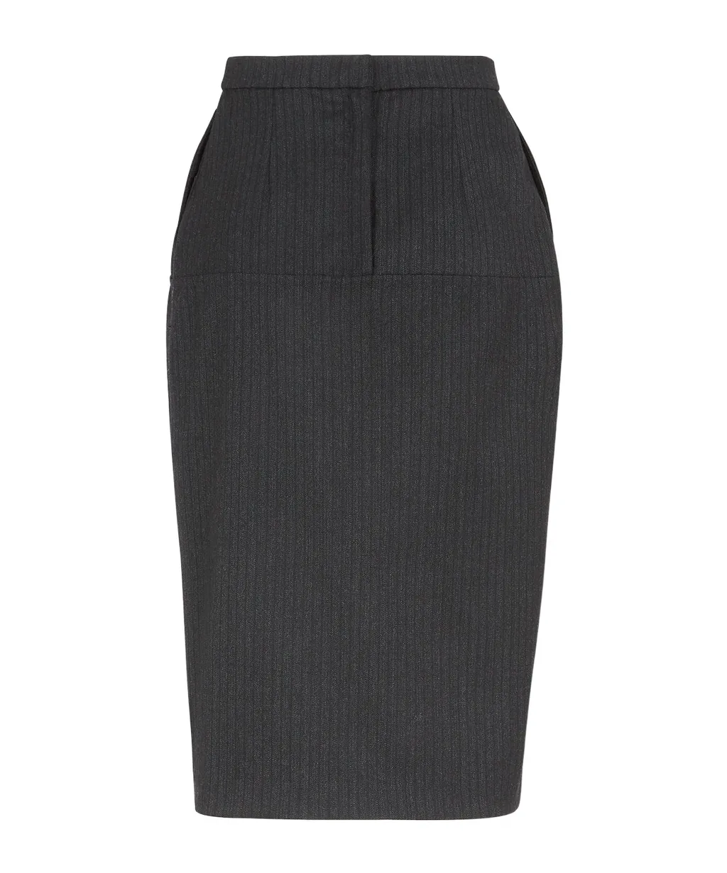 Pinstriped Slit Detailed Skirt