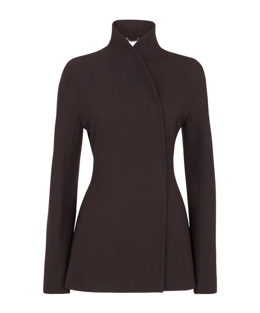 High-Neck Wrapped Tailored Jacket