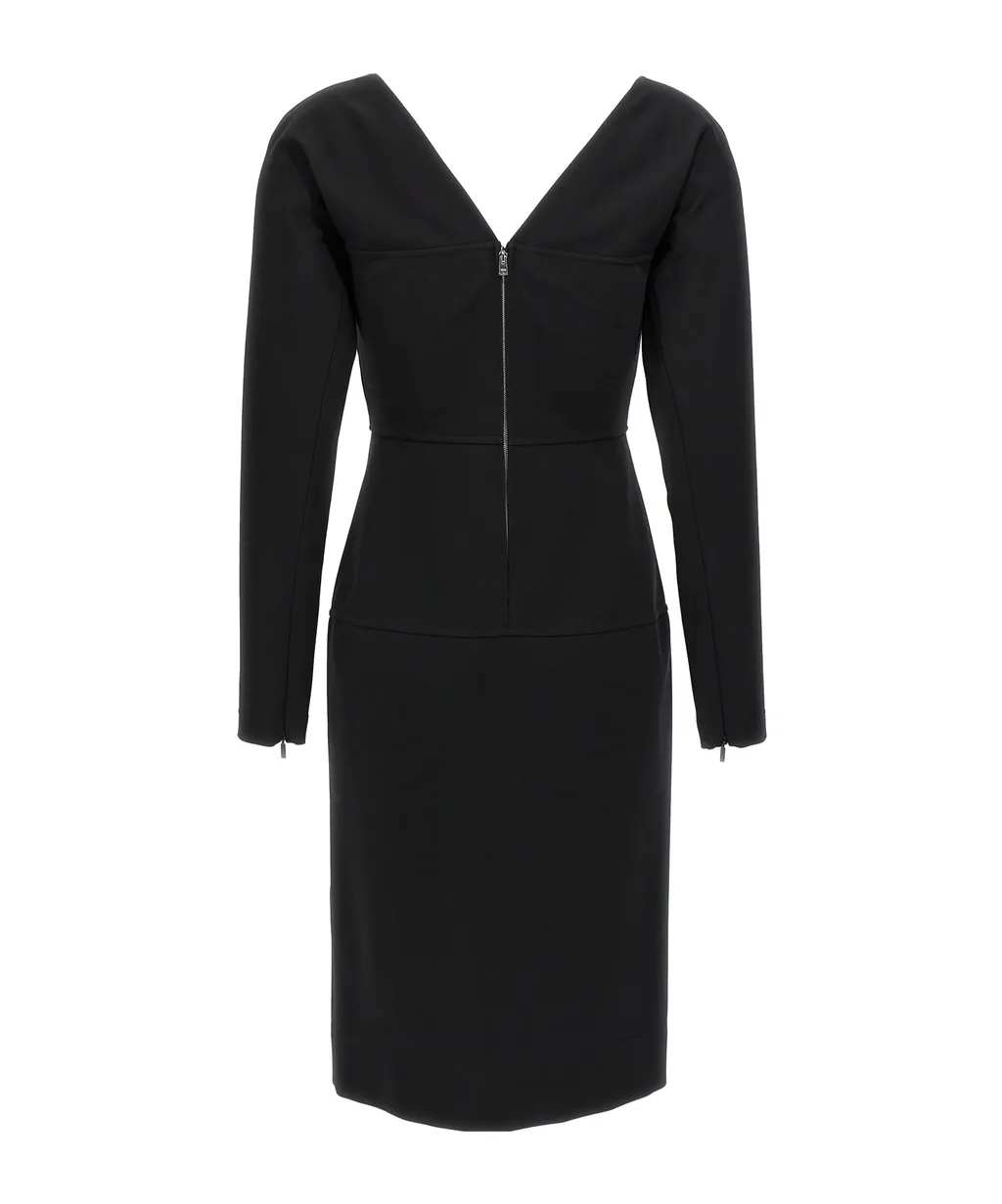 Techno V-Neck Jersey Midi Dress