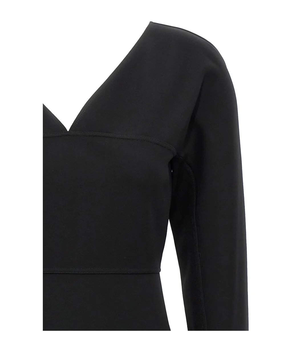 Techno V-Neck Jersey Midi Dress