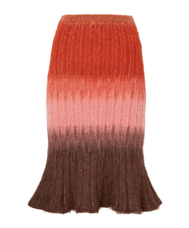 Gradient Flared Knit Skirt