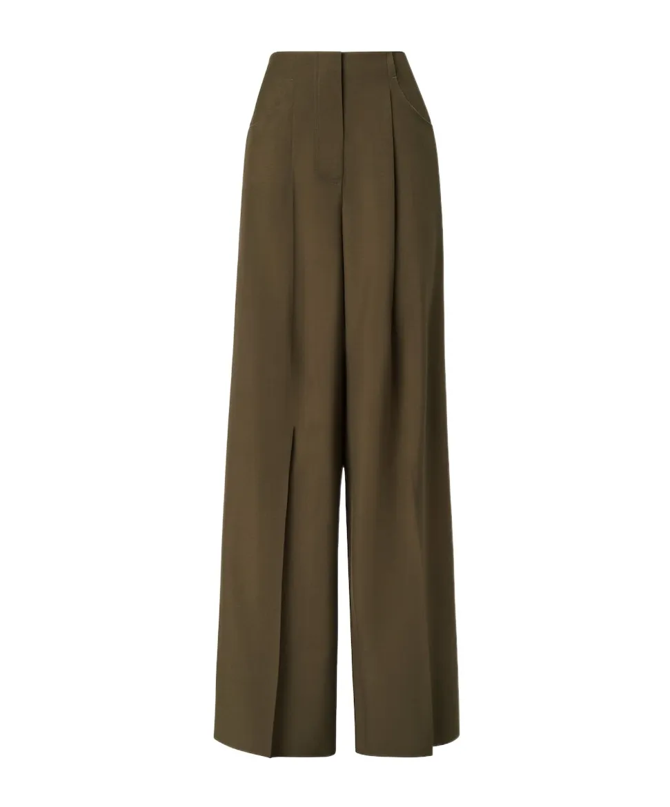 Wide-Leg Pleated Trousers