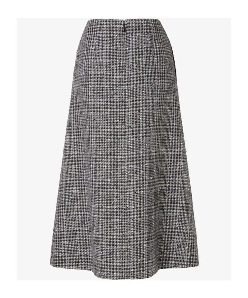 Embellished Flared Tweed Midi Skirt