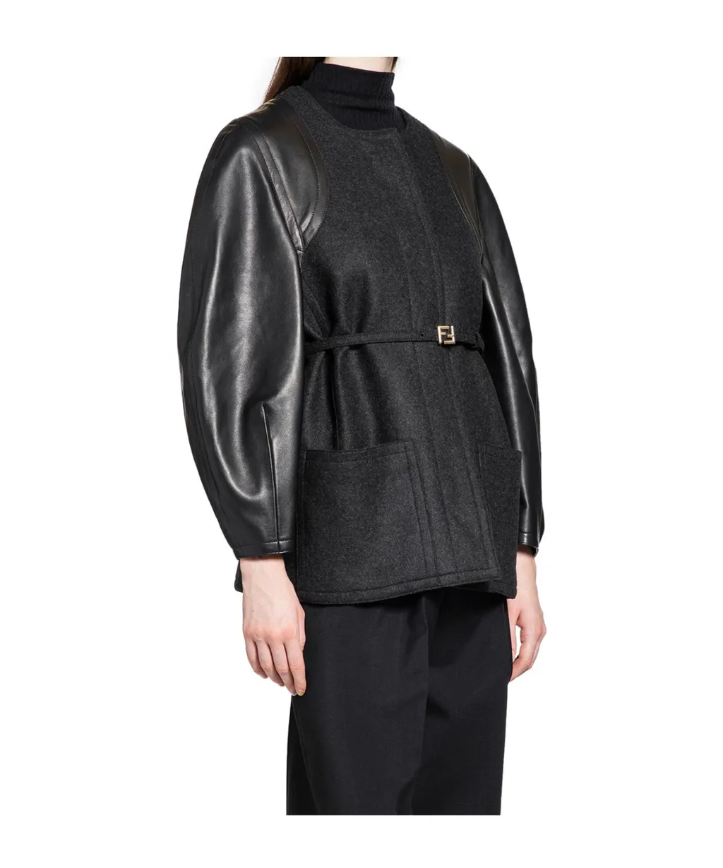 Single-Breasted Crewneck Jacket