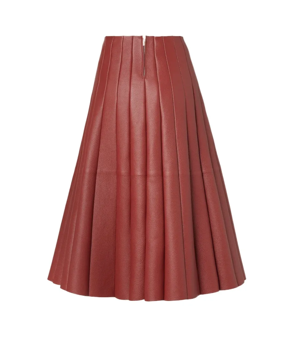Rust-Colored Deerskin Selleria Skirt
