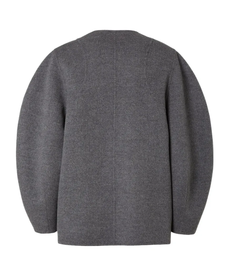 Single-Breasted Cocoon-Style Short Jacket