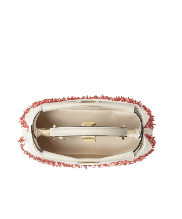 Sea Garden Coral Red And Camellia Embroidered Bag