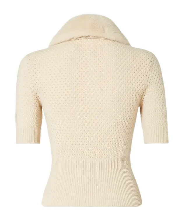 Wool And Cashmere Polo Shirt With Mink Collar