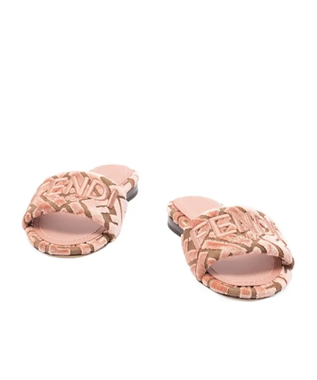 Logo-Motif Velvet Sandals
