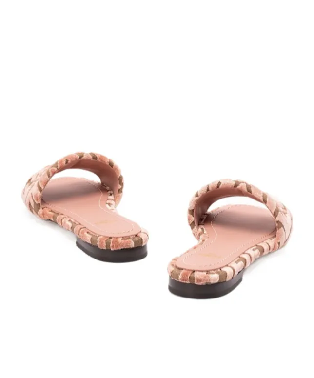 Logo-Motif Velvet Sandals