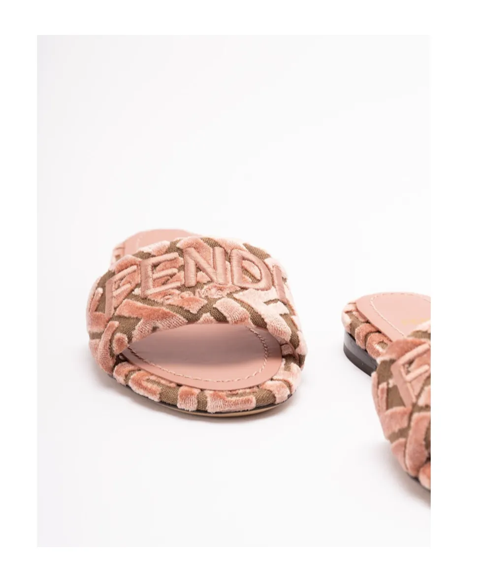 Logo-Motif Velvet Sandals