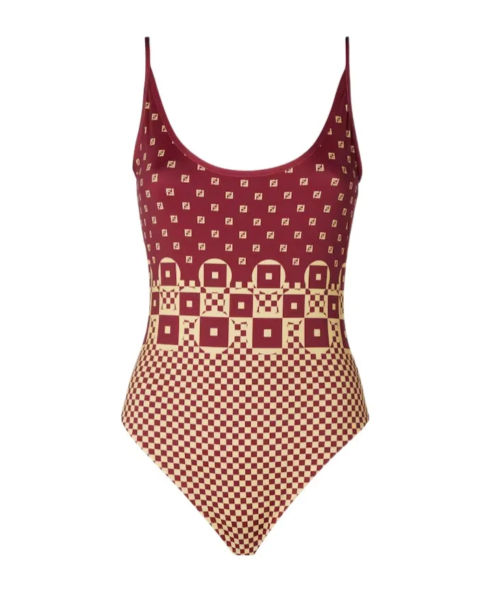 Geometric Printed Scoop Neck Swimsuit