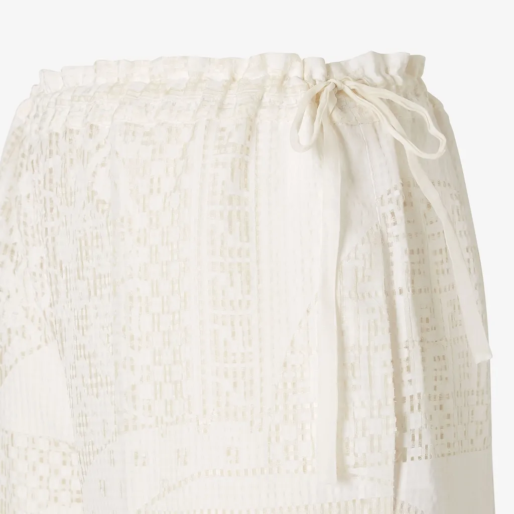 Patchwork Motif Wide-Leg Drawstring Pants