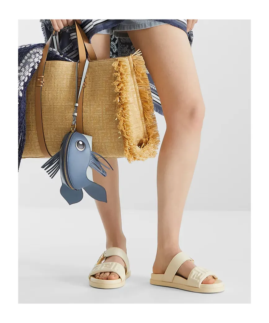 Feel Ff Embossed Double Band Sandals