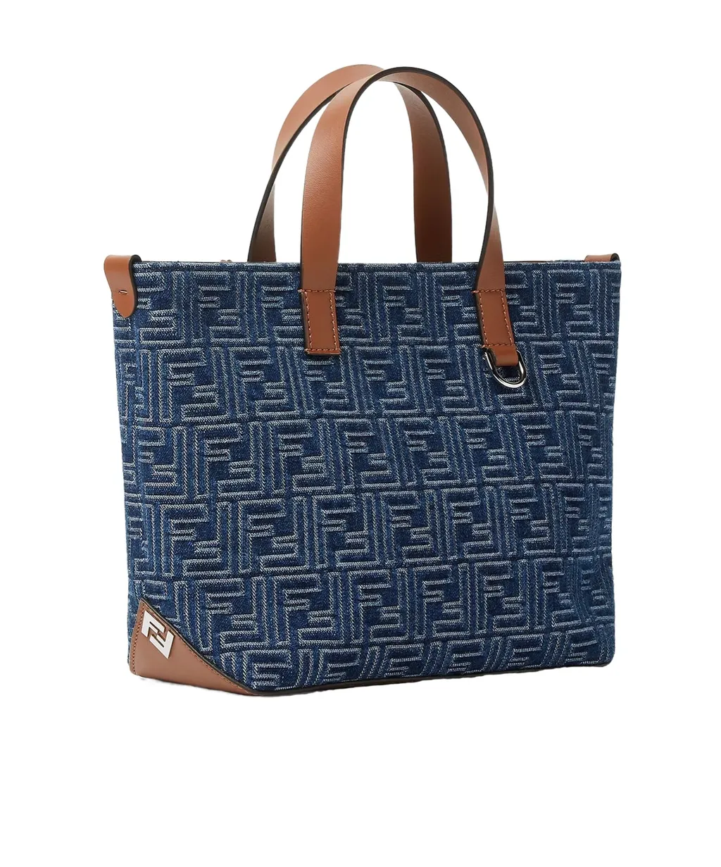 Ff Jacquard Zip-Up Small Tote Bag