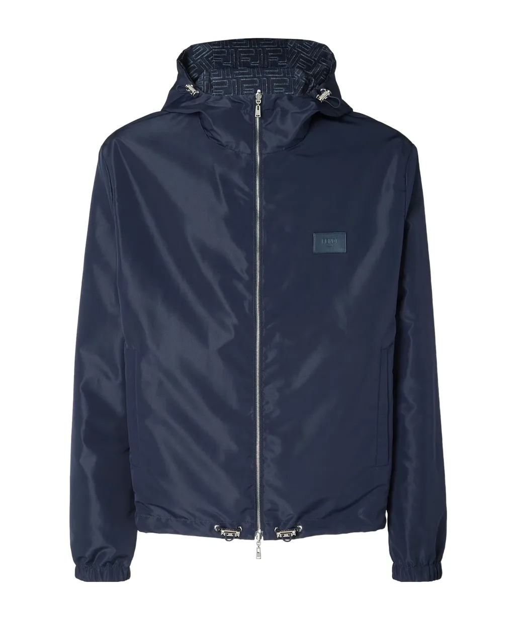 All-Over Ff Printed Hooded Reversible Jacket