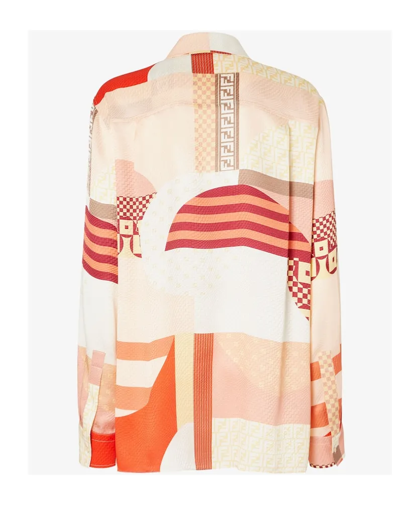 Patchwork Printed Long-Sleeved Shirt