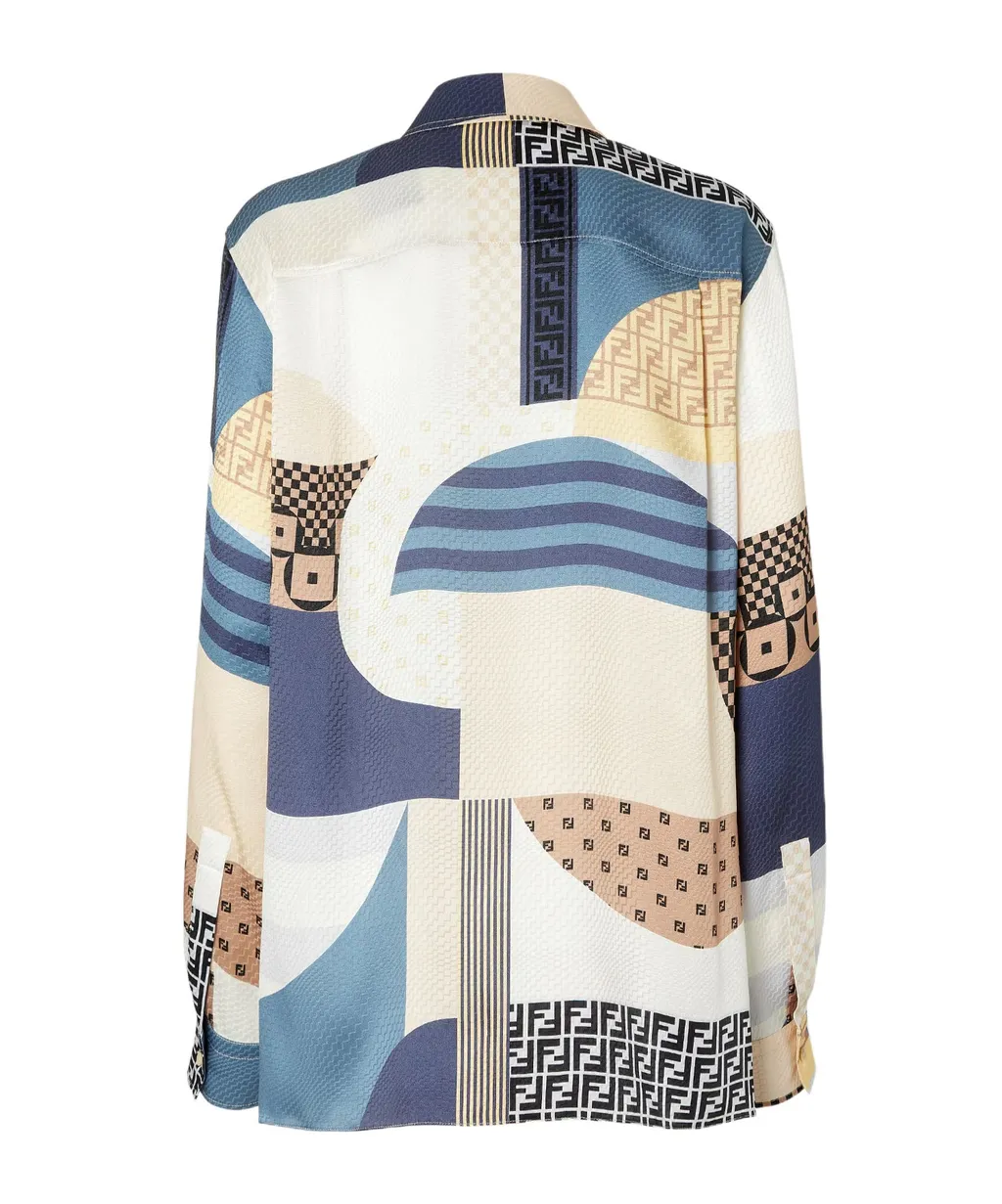 Patchwork Printed Long Sleeved Shirt