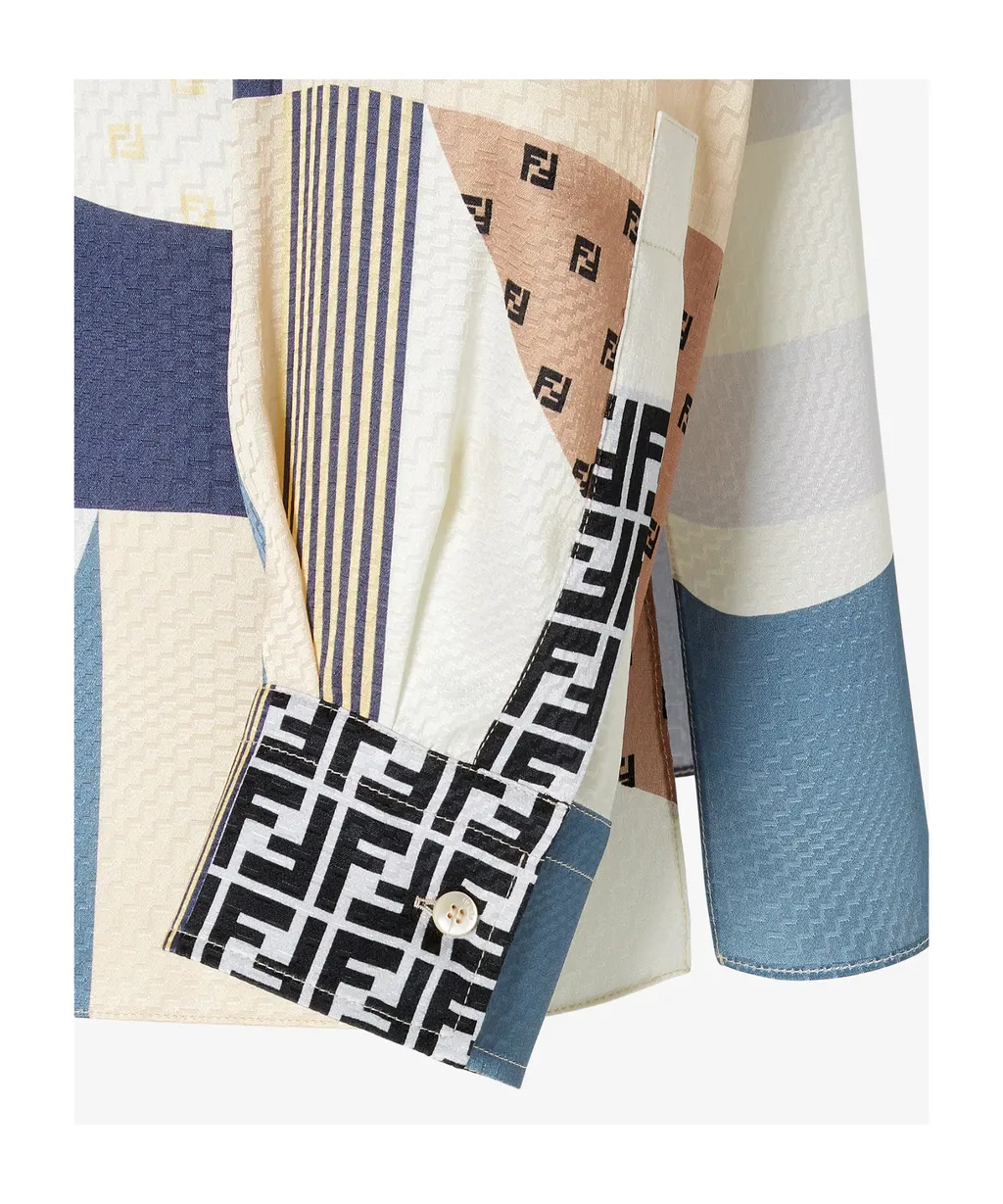 Patchwork Printed Long Sleeved Shirt