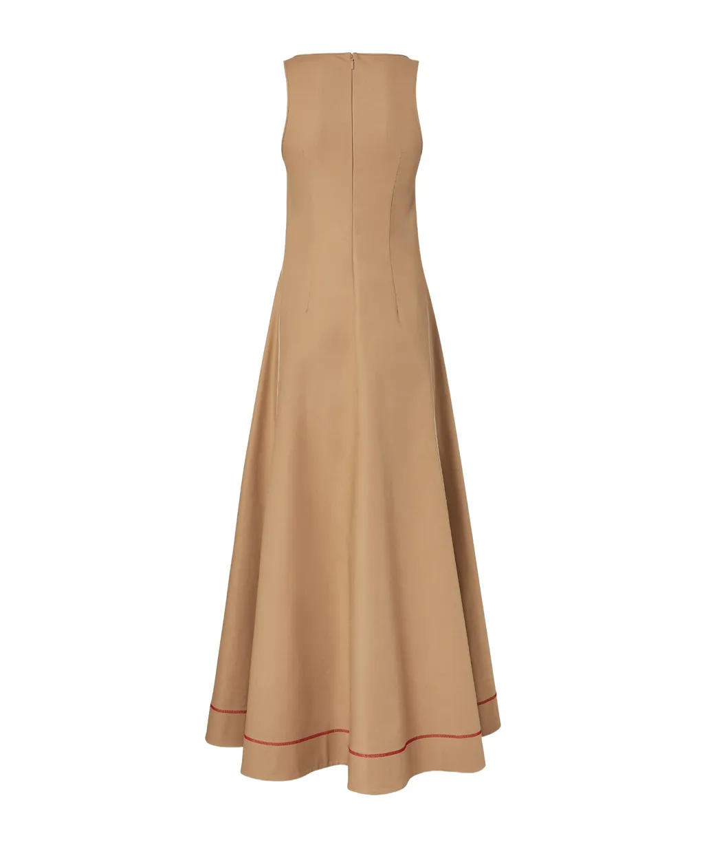 Square-Neck Sleeveless Flared Dress