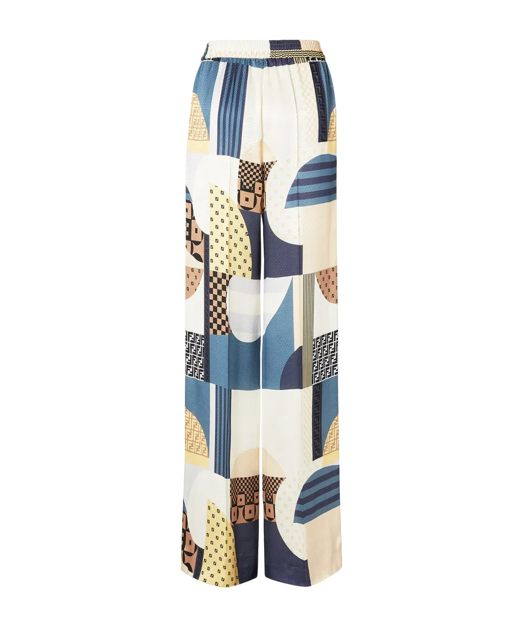 Patchwork Printed Wide-Leg Trousers