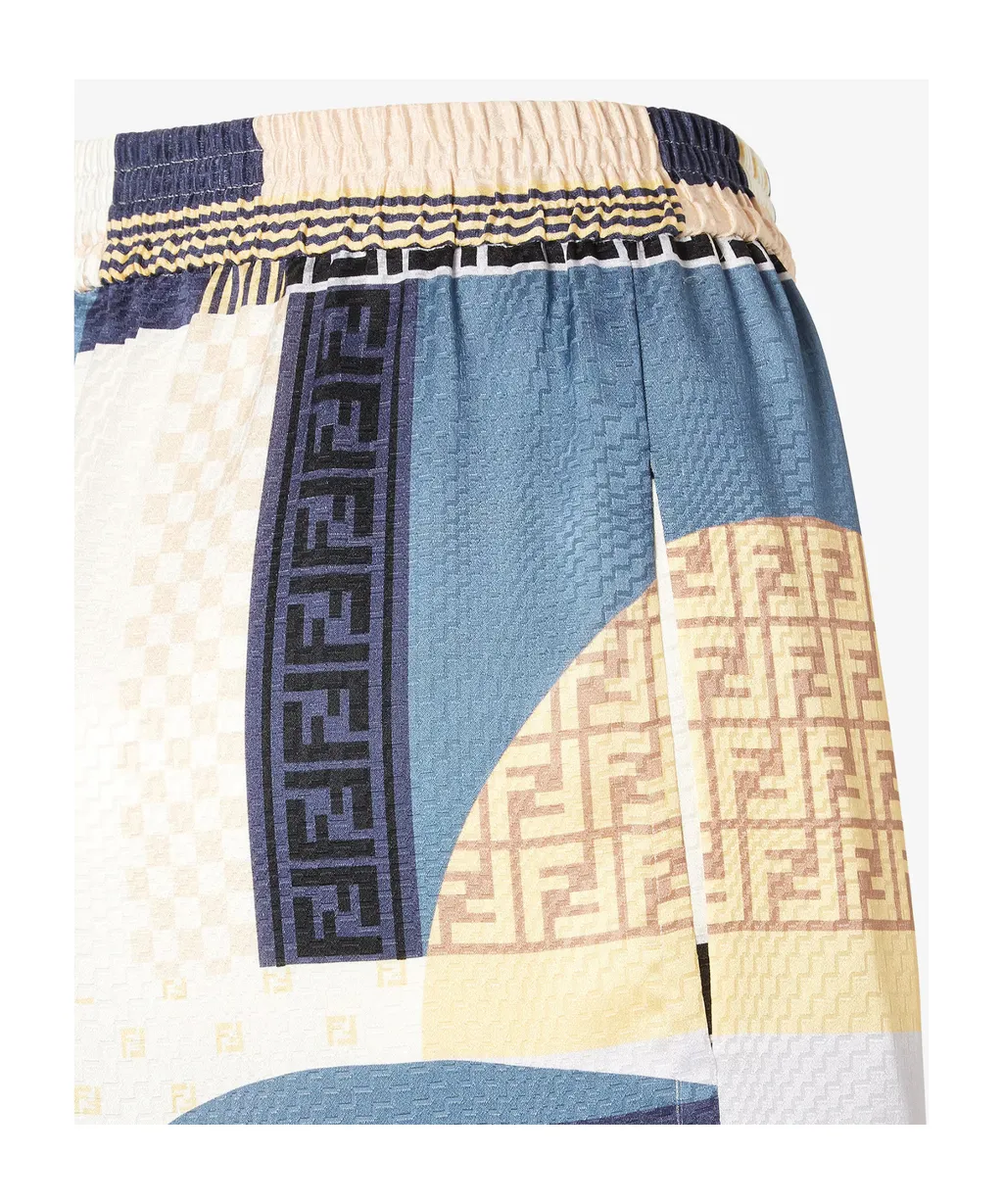 Patchwork Printed Wide-Leg Trousers