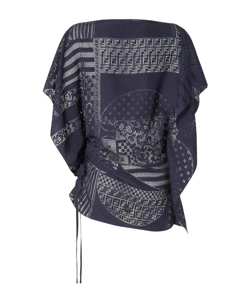 Boat-Neck Patchwork Asymmetric Top