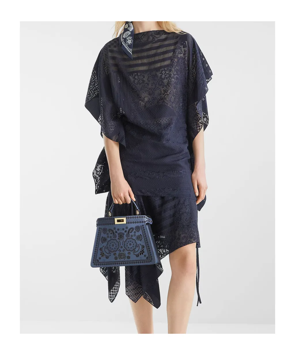 Boat-Neck Patchwork Asymmetric Top