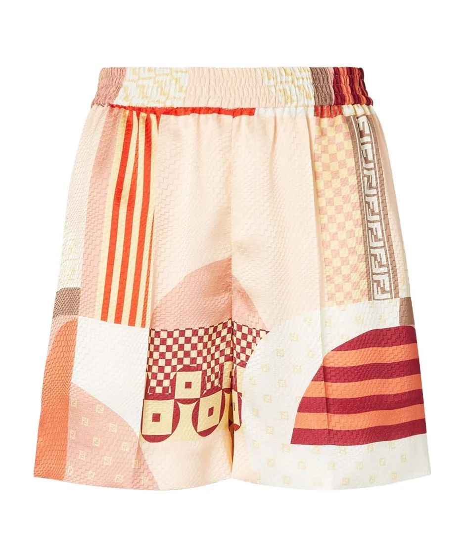 Patchwork Printed Elasticated Waistband Shorts